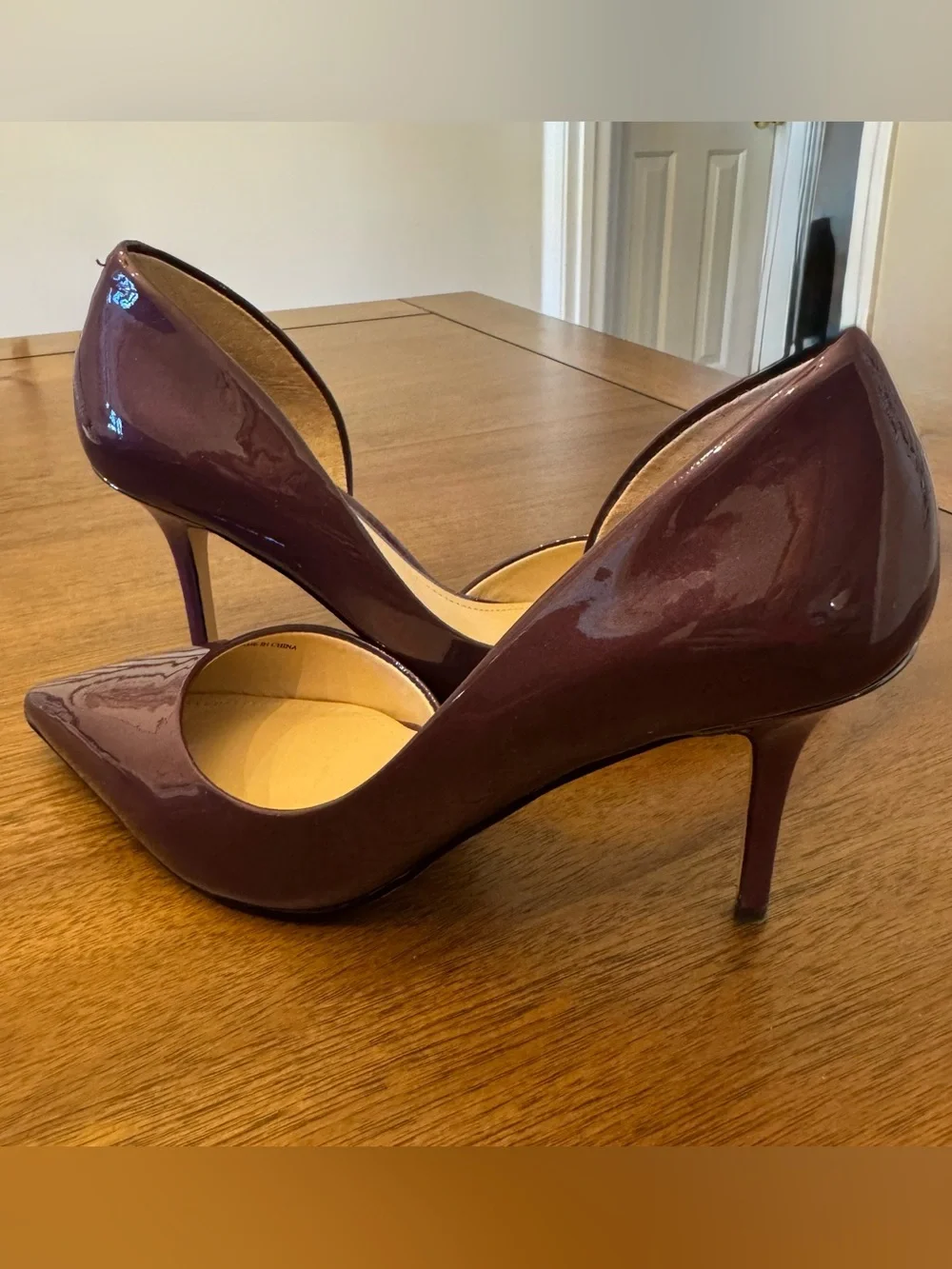 White House Black Market Plum Patent D'Orsay Pointed-Toe Heels - Picture 2 of 3